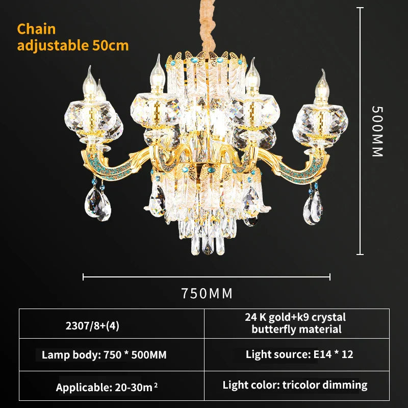 DecorBites™ Crystal Candle Chandelier for Luxury Living Room, Bedroom, and Dining Room