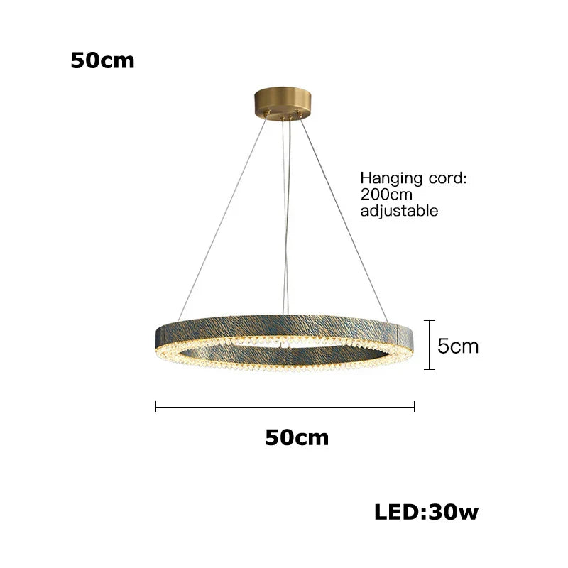 DecorBites™ Blue Copper Crystal LED Ceiling Chandelier for Dinning Room