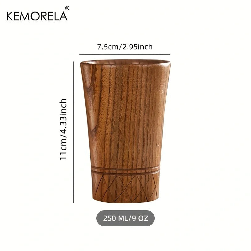 DecorBites™ Handmade Natural Wooden Tea Cups - Set of 2 | Japan Style Cups for Tea, Coffee, Beer, Milk, Water