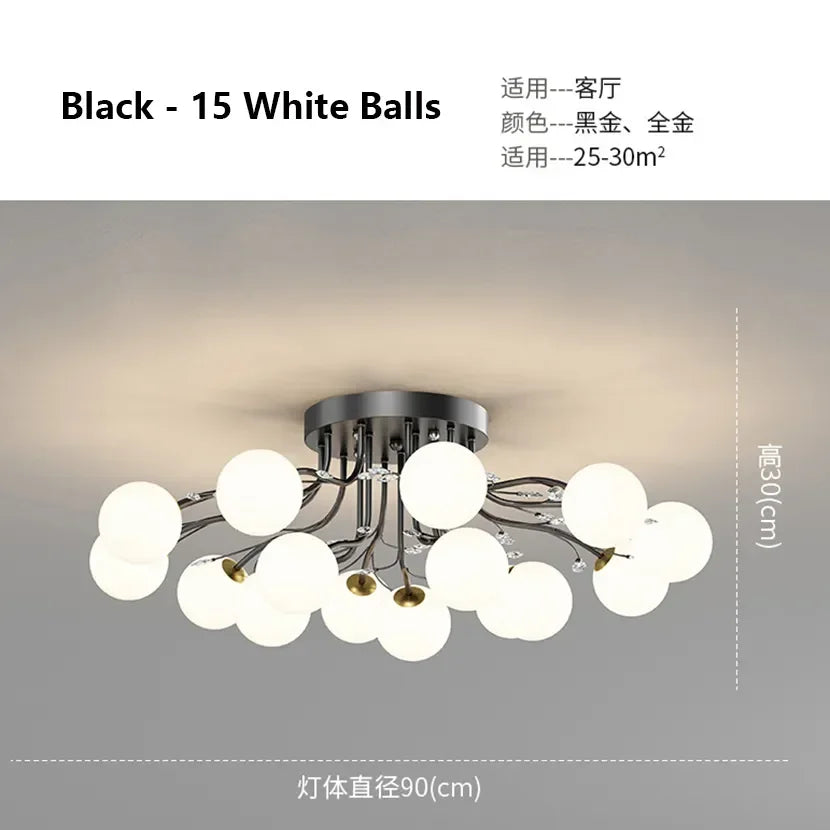 DecorBites™ Black Gold Chandelier with Clear Star Glass Ball Pendant Lights
