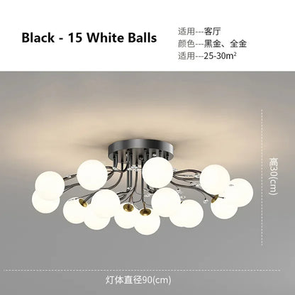 DecorBites™ Black Gold Chandelier with Clear Star Glass Ball Pendant Lights