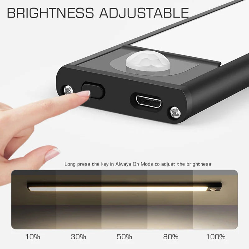 ™ LED Cabinet Light Bar: Motion Sensor, Aluminium, Long Strip, Magnet, Kitchen Closet Wardrobe