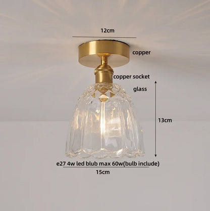 DecorBites™ Clear Glass LED Ceiling Light Fixture Modern Nordic Copper Knob Switch Lamp