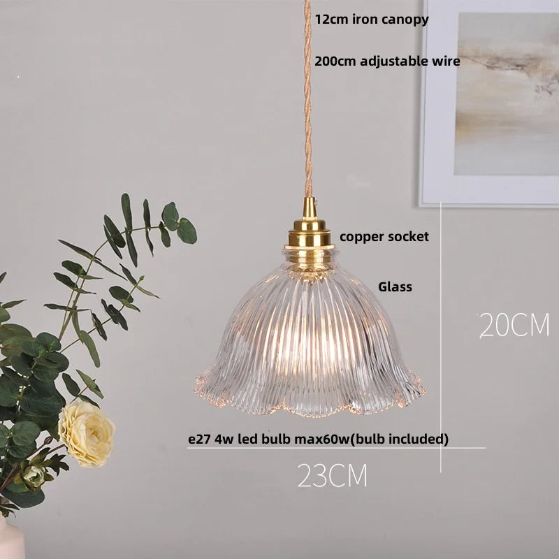 DecorBites™ Brass Glass LED Pendant Lights: Modern Nordic Hanging Lamp for Home Decor