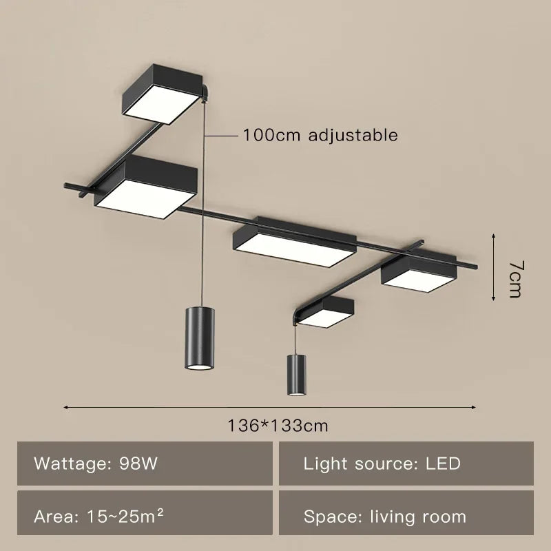 DecorBites™ Black LED Chandeliers for Living Dining Bedroom Hall Kitchen: Modern, Simple Indoor Lighting