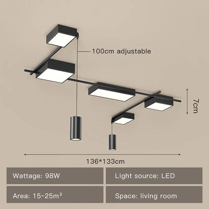 DecorBites™ Black LED Chandeliers for Living Dining Bedroom Hall Kitchen: Modern, Simple Indoor Lighting