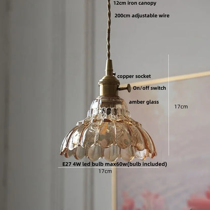 DecorBites™ LED Pendant Lights Green Glass Copper Socket with Walnut Wood - Nordic Modern
