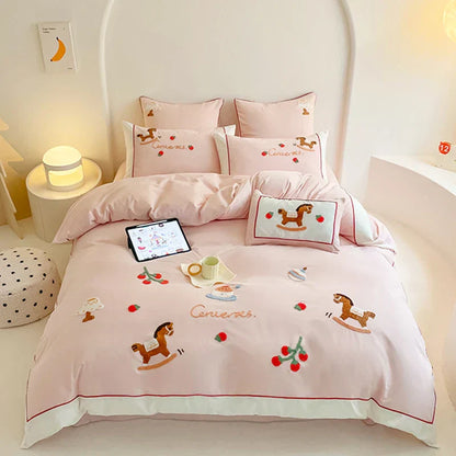 DecorBites™ Lucky Trojan Cotton Embroidered Bedding Set: High-end Skin-Friendly Duvet Cover Set