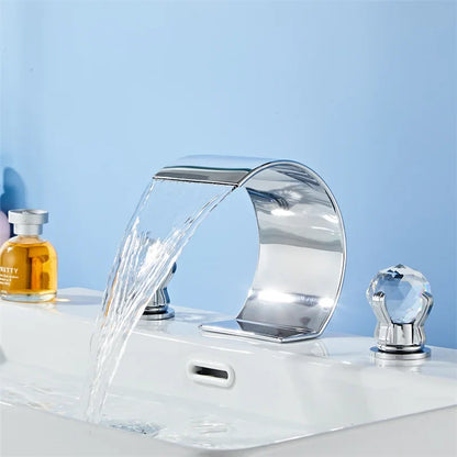 ™ Gold Crystal Handle Bathroom Faucet - Widespread Brass Sink Tap
