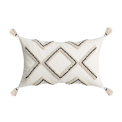DecorBites™ Geometric Tufted Cotton Canvas Embroidered Pillow Covers for Home Decor