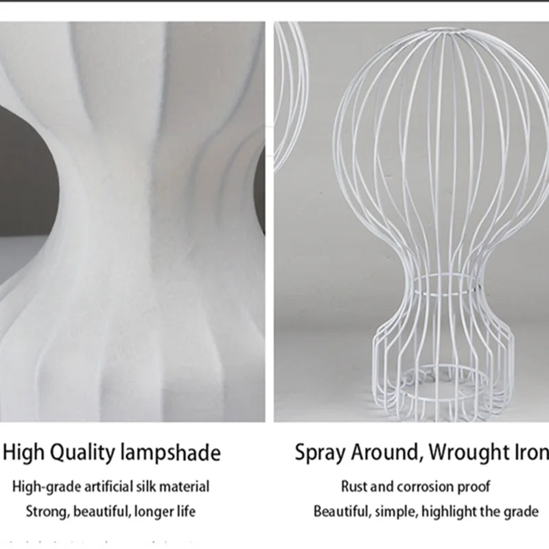 DecorBites™ Gatto Cocoon Silk Table Lamp: Minimalist Japanese Art for Bedroom, Study, Hotel, Showroom