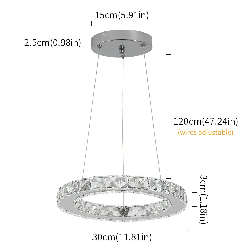 DecorBites™ Crystal Ring Chandelier Pendant Light for Living Dining Room