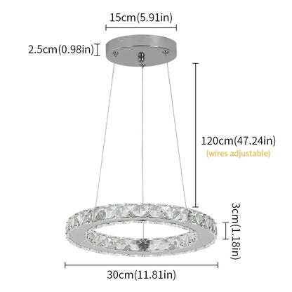 DecorBites™ Crystal Ring Chandelier Pendant Light for Living Dining Room