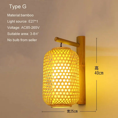 DecorBites™ Bamboo Wall Lights: Retro Hand-woven Luminaire for Bedroom, Corridor, Hotel, Restaurant Decor