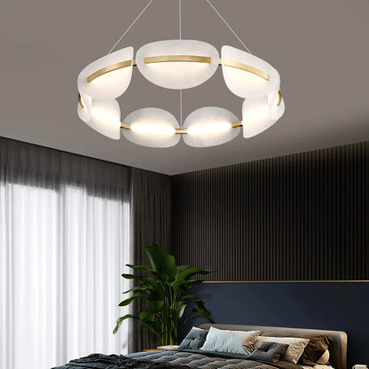 DecorBites™ Gold Ring White Acrylic Pendant Light for Parlor Dining Room