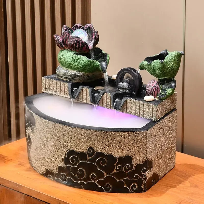 DecorBites™ Lotus Leaf Water Feature: Feng Shui Fish Tank Circulation Wheel for Housewarming