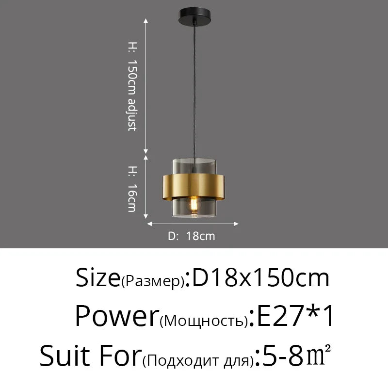 DecorBites™ Golden Pendant Lights for Aisle, Restaurant, Bedroom - Nordic Postmodern Minimalist Style