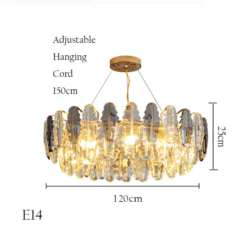 DecorBites™ Crystal Chandelier Pendant Light for Living Room Bedroom Foyer