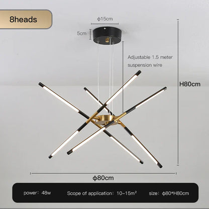 ™ Gold LED Ceiling Chandelier for Living Room Bedroom Kitchen - Dimmable Pendant Light