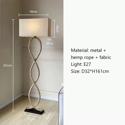 ™ Hemp Rope Fabric Shade LED Floor Lamp for Home Decor