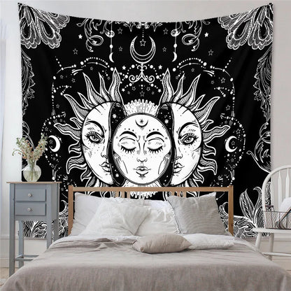 DecorBites™ Astrology Chart Tarot Tapestry Wheel Sun Moon Tree Mushroom Wall Hanging