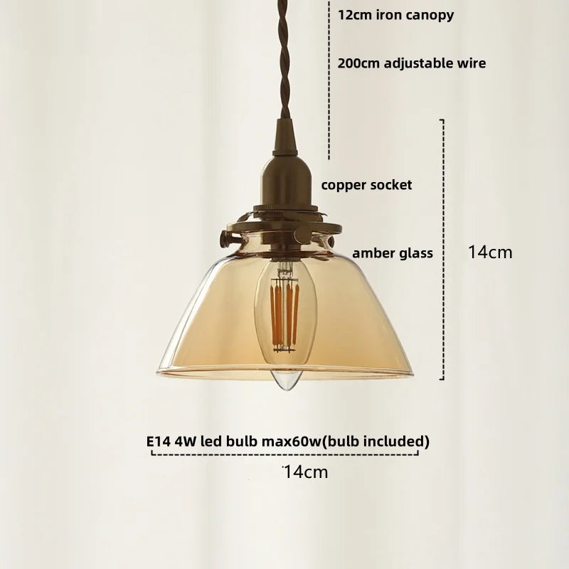 DecorBites™ Amber Glass Ball LED Pendant Light, Modern Nordic Hanging Lamp for Home Decor