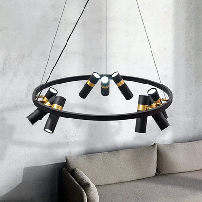 DecorBites™ Black Metal Circle LED Pendant Light for Living room, Dining, Kitchen, Bar Decor