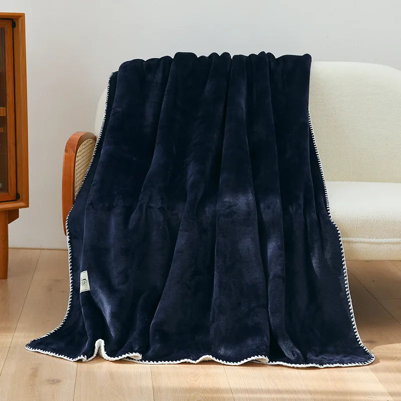 DecorBites™ Double-Layer Warm Blanket: Flannel & Lamb Wool Sofa Blanket