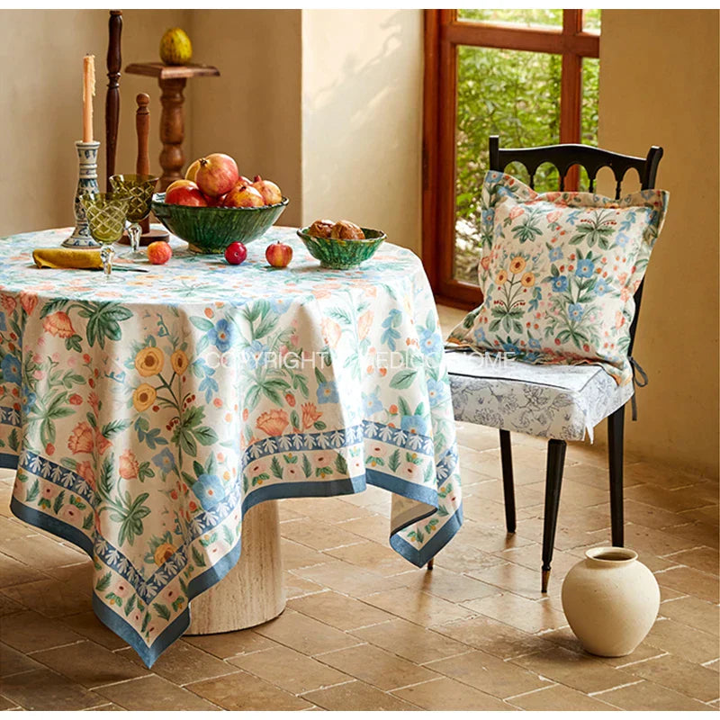 DecorBites™ French Pastoral Flowers Lumbar Pillow Cover 30x50cm Luxe Fabric Texture Case