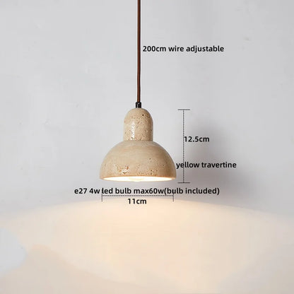 DecorBites™ LED Hanging Lamp: Yellow Travertine Japanese Style Pendant Light for Home Decoration