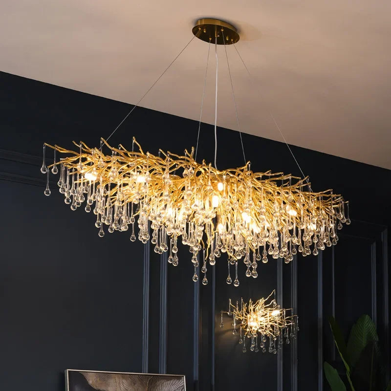 DecorBites™ Crystal Drop Chandelier for Dining Living Room Bedroom Luxury Decor