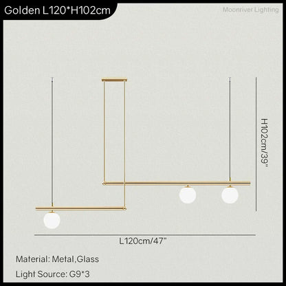 DecorBites™ LED Linear Hanging Lamp for Home Modern Minimalist Living Room Chandelier