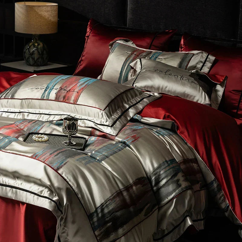 ™ Luxe Brocade Jacquard Bedding Set with Egyptian Cotton & Embroidery