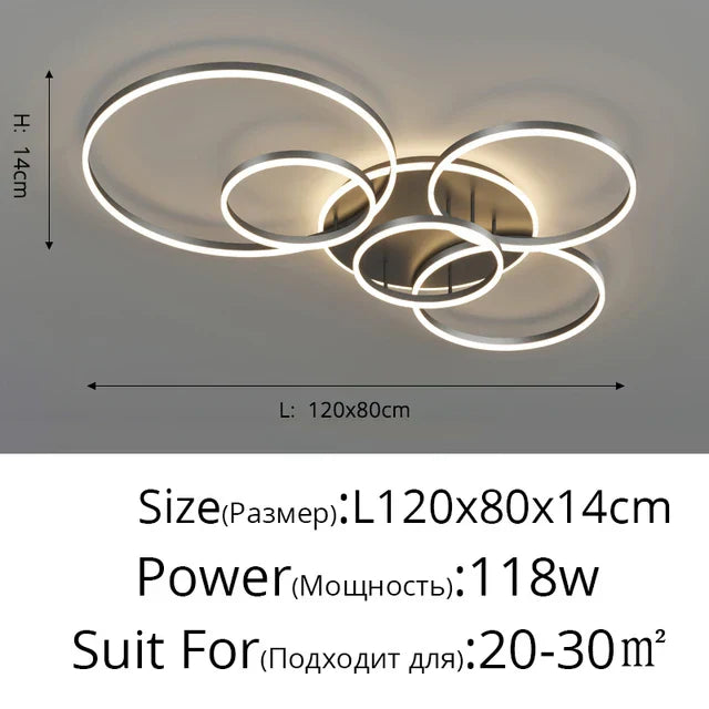 DecorBites™ Aluminum Circle LED Chandelier Ceiling Light for Bedroom Living Room Kitchen