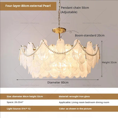 DecorBites™ French Chandelier Garden Light with K9 Crystal | Elegant Pearl Shell Design
