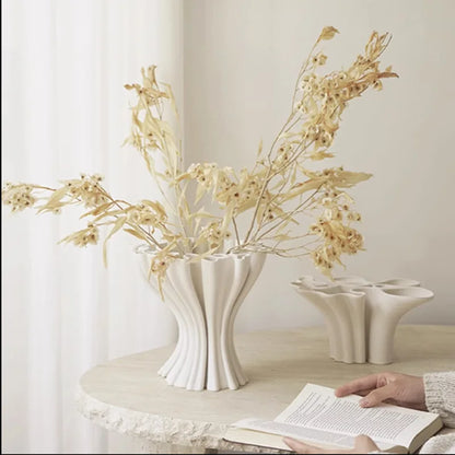 DecorBites™ Abstract Geometry Ceramic Vase for Flower Arrangement