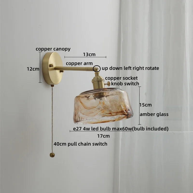 DecorBites™ Ceramic Copper LED Wall Light with Pull Chain Switch for Modern Nordic Home Decor