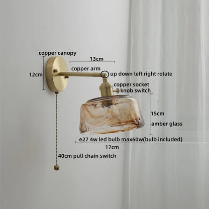 DecorBites™ Glass Copper LED Wall Lamp Sconce for Corridor Bedroom Living Room