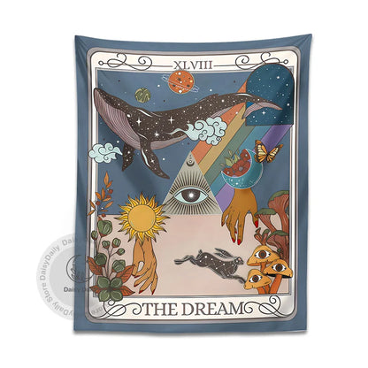DecorBites™ Dream Tarot Tapestry: Mystical Witchy Decor for Tarot Lovers, Hippie Dorm Art