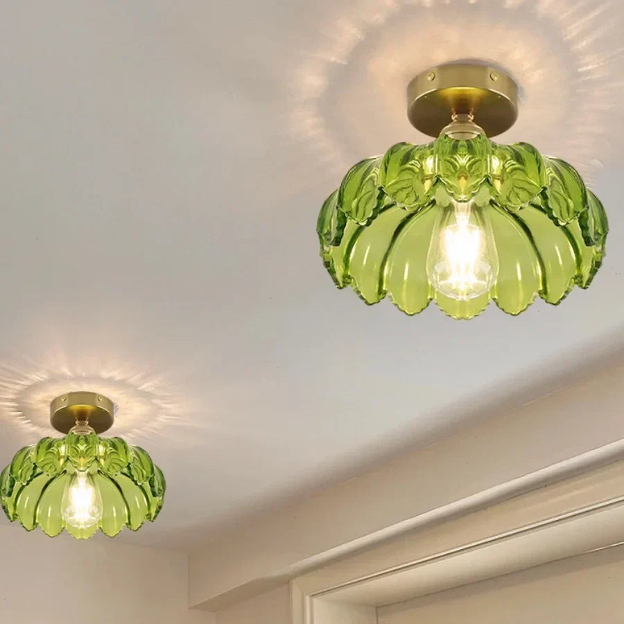 DecorBites™ Glass Flush Mounted Ceiling Light Fixture - Modern Nordic Green Glass LED Ceiling Lamp