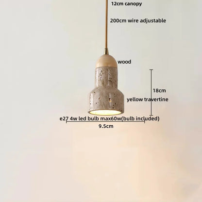 DecorBites™ LED Pendant Lamp Yellow Travertine Japanese Style Adjustable Hanging Lights