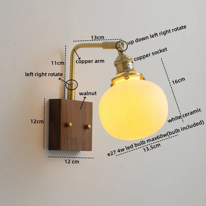 DecorBites™ Ceramic LED Wall Lights with Pull Chain Switch, Nordic Bedside Lamp for Home Decor