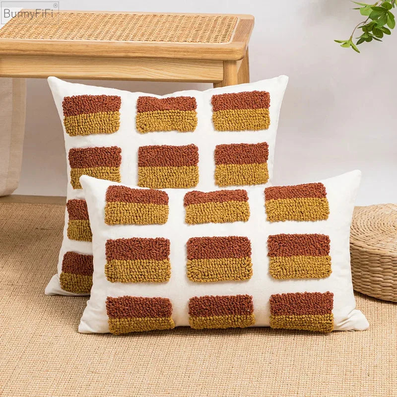 DecorBites™ Geometric Embroidery Circle Stripe Cushion Cover | Home Sofa Decor Pillowcase