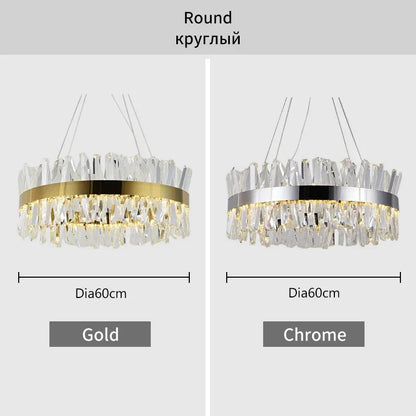 DecorBites™ Crystal LED Chrome Pendant Chandelier for Kitchen Dining Living Room