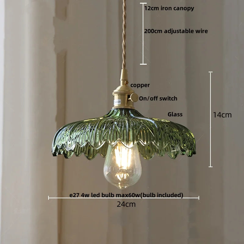 DecorBites™ Amber Glass LED Pendant Lamp Modern Nordic Hanging Light
