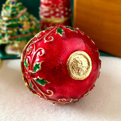 ™ Jingle Bell Trinket Box With Crystals, Hand-painted, Christmas Tree Decor