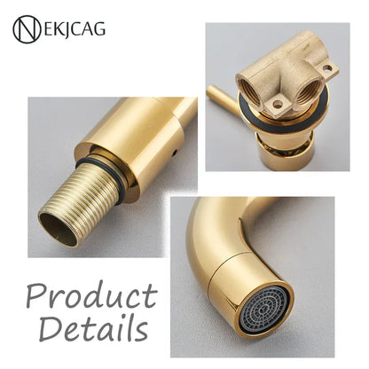 DecorBites™ Gold Basin Faucet: Single Handle, Hot & Cold Water, Matte Black Finish