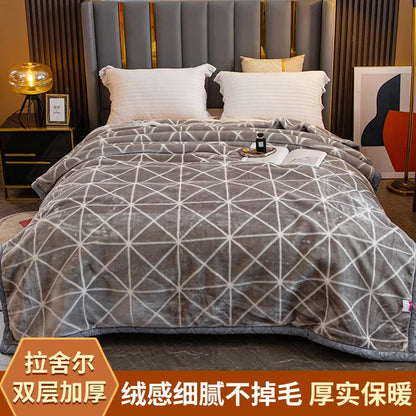 DecorBites™ Winter Raschel Blanket: Double Layered Warm Flannel Bedding Blanket