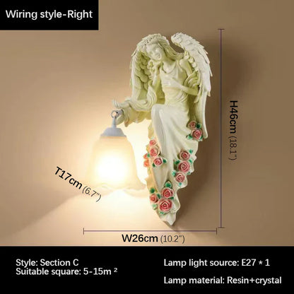 DecorBites™ Angel Indoor Wall Light LED Gold Resin Sconce for Home Decor