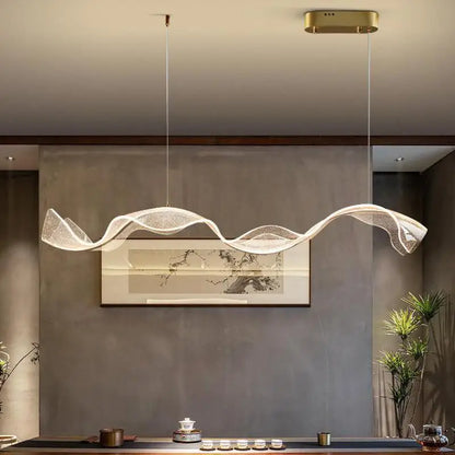 DecorBites™ Acrylic Ribbon LED Pendant Chandelier - Designer Dining Room Hanging Lamp